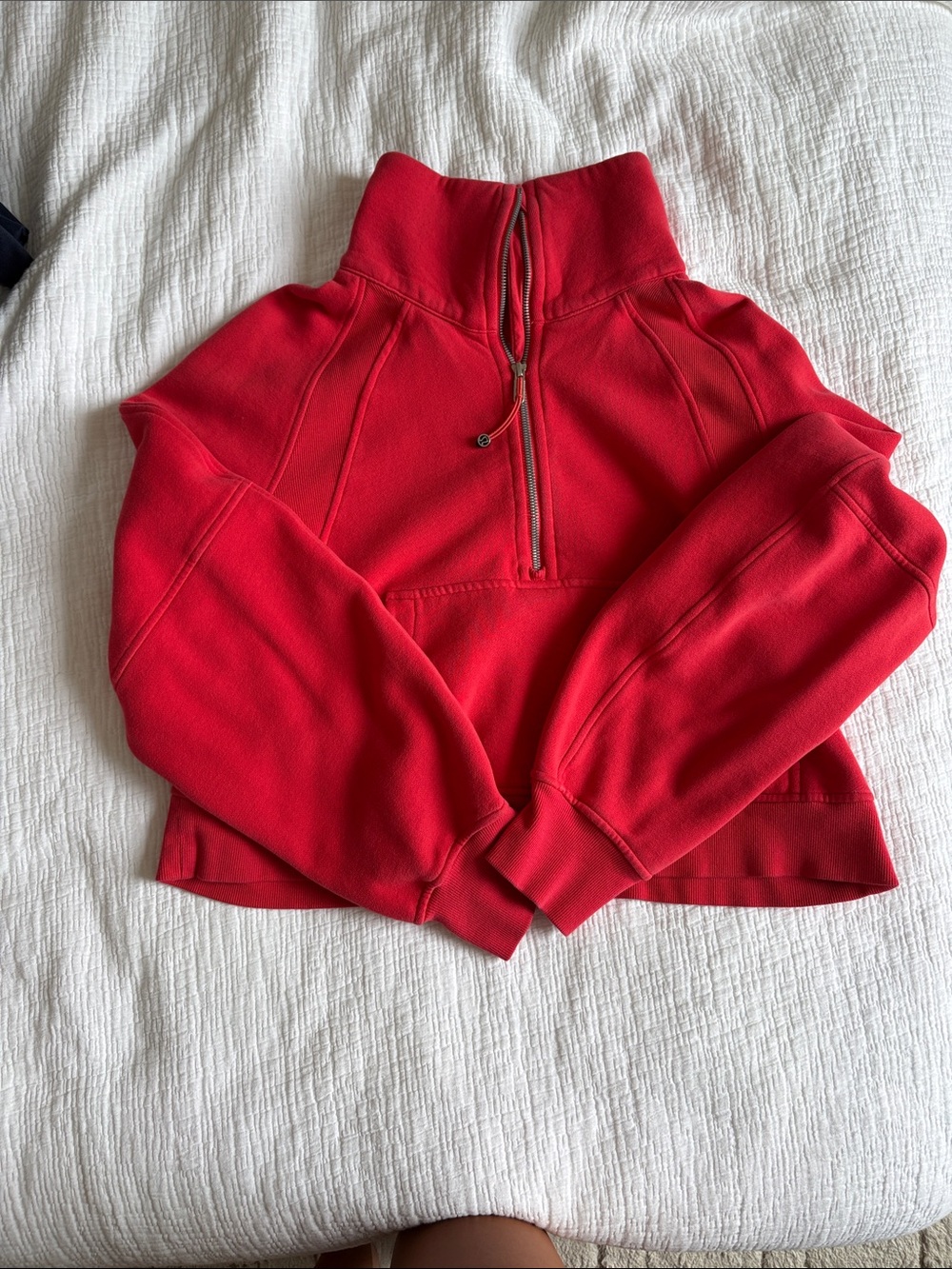 lululemon athletica Cropped Red Half-Zip Pullover Sweatshirt